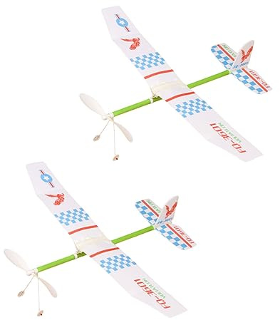 HEALSOPTHY 2Pcs Rubber Band Airplane Glider Planes for Outdoor Play Lightweight Easy Assembly Educational Gift for Boys and Enhancing Hand-eye Coordination
