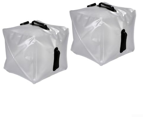 Yuanpgky Faltbarer Wasserbeutel, 20 l, tragbar, transparent, PVC-Eimer für Camping, Wandern und Radfahren, auslaufsicheres Design mit abnehmbarem Schlauch, 2 Stück