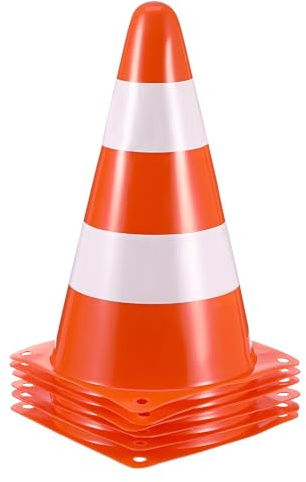 TOPBATHY 6 Pezzi Coni Segnaletici Arancioni in PE Coni Stradali Resistenti per Sicurezza Parcheggio Allenamento Sportivo e Lavori Stradali Alta visibilità per Gestione Traffico e