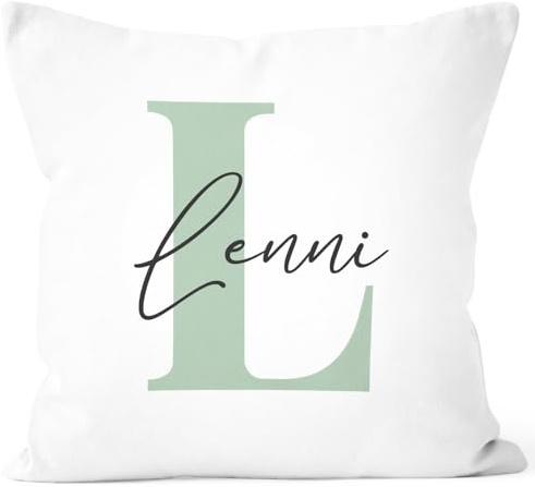SpecialMe® Kissen-Bezug Monogramm Kissen-Hülle mit Namen Initiale Design Pastellfarben Baumwolle personalisierte Geschenke Dekokissen Weiss Standard