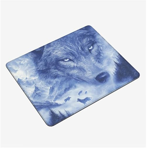 Alfombrilla Ratón Animal Mini Mousepad 40x30cm, Lobo Alfombrilla Gaming, Tapete Escritorio con Bordes Cosidos, Protector Escritorio con Base Goma Antideslizante Oficina Accesorios Gaming S0-306