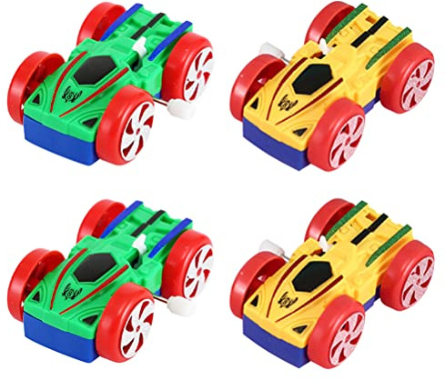 CIYODO Juguetes de Cuerda Forma de Coche para Niños, Tamaño Pequeño, Plástico Duradero, Diseño Doble Cara, Juguetes Infantiles para Cumpleaños y Juego en Interiores, Pack Color Aleatorio