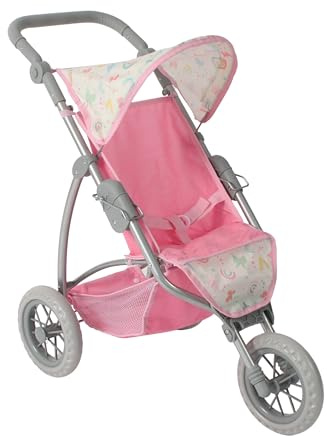 Bayer Chic 2000 – dockvagn leon, joggingvagn, dockjoggare för barn från 4 till 8 år, fjärilar, rosa