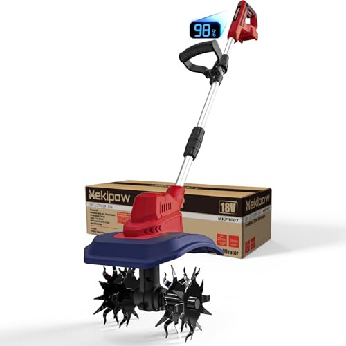 Cordless Garden Tiller Cultivator Compatible with Milwaukee 18V Battery, 250RPM Electric Rototiller with Brushless Motor, 48 Steel Tines, 8.7 Tilling Width, 6.3 Depth, Rotary Tiller（NO Battery）