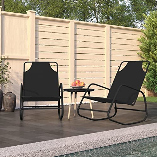 MOBCANT 2 STK. Schaukelliegen Schwarz - Schaukelstühle mit Robustem Gestell & Bequemem Design für Gemütliche Entspannung im Garten
