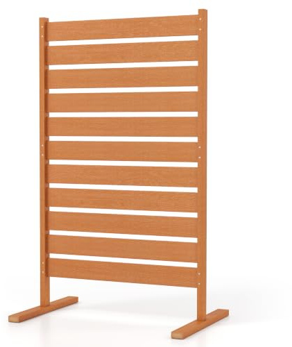 COSTWAY Panneau Cloture Jardin Brise Vue Exterieur à Lattes | Écran de Confidentialité Décoratif en Bois-Plastique 3 Modes d'Installation, Paravent Pour Terrasse Piscine, 93x64x155cm