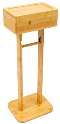 Toilettenpapierhalter stehend aus Bambus mit Ablage