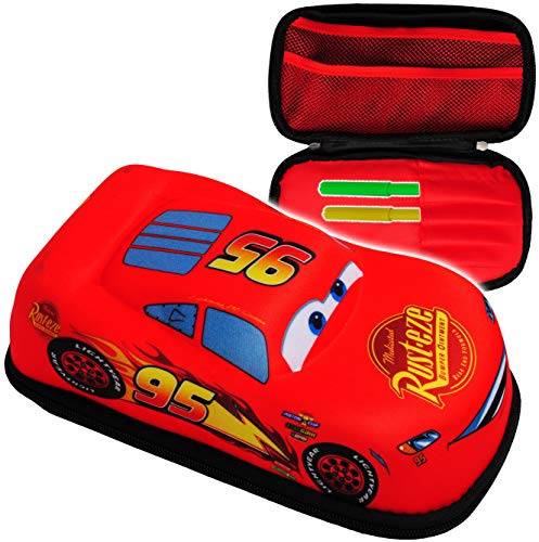 alles-meine.de GmbH 3-D Effekt - Relief Federmappe/Stiftemappe - Cars - Lightning McQueen - leer & ohne Inhalt - multifunktional auch als Kosmetiktasche & Pinseltasche ..