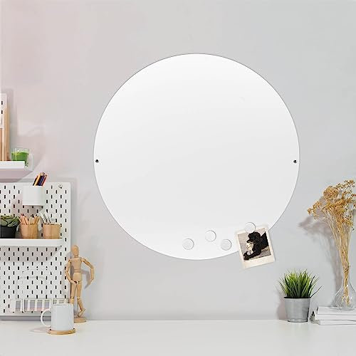 banjado Magnettafel rund 47cm - Magnetwand aus Metall - Magnetpinnwand als Memoboard - Pinnwand Magnettafel für Küche, Büro, Kinderzimmer inkl. 4 Magnete & Montageset