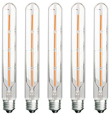 ZFQ 5x Lampadina a LED Edison E27 T30 4W Nostalgica Retrò Tubolare Lampadina, Sostituisce Lampadine Alogene da 40W, 400lm Bianco Caldo 2700K, 220-240V, Non dimmerabile