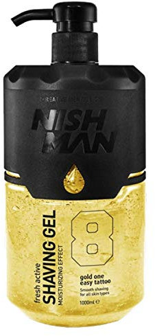 NISHMAN Shaving Gel 08 - Gold One 1000ml - For a Smooth Shaving Experience, Moisturizing and Nourishing - Perfect Protection for a Soft Skin - Fresh and Long-Lasting Fragrance - Men's Grooming