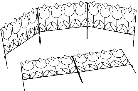 Woodside Decorative Tulip Style Garden Border Lawn Edging Steel Fence, 2.3m Total Length (pack of 5)