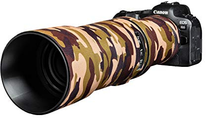 easyCover - Lens Protection Camouflage Cover - Objektivschutz - Schutz für Ihr Kameraobjektiv - Geeignet für Canon RF 600mm F11 is STM - Braune Camouflage