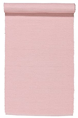 LINUM Uni Dekoratives Tischläufer für Esstisch 45x150 cm, 100% Gerippte Baumwolle, Maschinenwaschbar, Altrosa