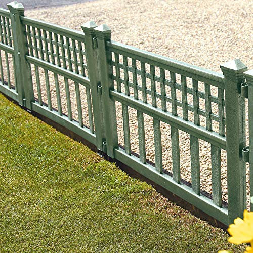 Taylor & Brown Plastic Fence Panels Garden Path Lawn Edging Plant Border Landscape Decorative Versatile Panels - Pack of 4, Green