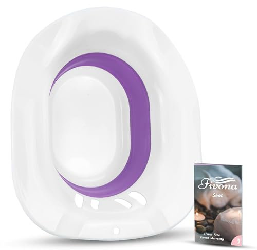 Fivona Sitz Bath for Toilet Seat Hemorrhoids and Postpartum Care - Yoni Steam Seat - Foldable Basin for Epsom Salt Soak - Portable Bidet BPA Free Temperature Resistant - Universal Fit