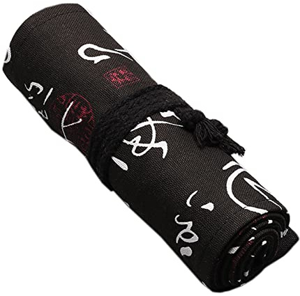 Anawakia Wrap Leinwand Stifterolle Bleistift Wrap Tragbar Stifterolle Bleistifthalter Reise Stiftehalter Buntstifte Federmäppchen Roll-up Mäppchen Tasche Organizer (Kalligraphie,36 Slots)