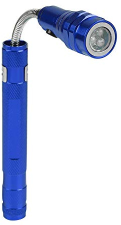 Garosa Torcia LED Telescopica Girevole con Base Magnetica e Aspirazione, Mini Torcia Flessibile Multifunzione per Illuminazione di Spazi Stretti e Angoli - Blu