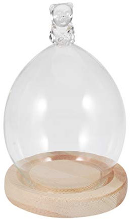 PRETYZOOM Copertura in Vetro Forma Di Fiore Trasparente Cupola in Vetro Per Esposizione Fiori Conservati Base in Legno Resistente Idea Regalo Per Compleanno Festa Degli Innamorati