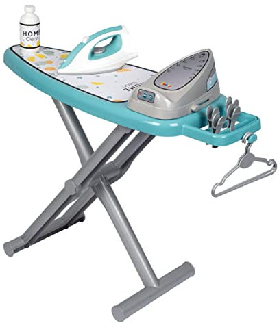Smoby - Bügelbrett mit Dampfstation - mit Bügeleisen, Wäscheklammern, Soundgeräuschen, klappbar, für Jungen und Mädchen ab 3 Jahren, 330121