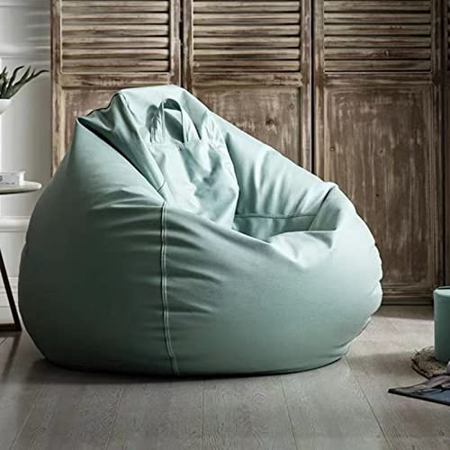 SXBCyan Bean Bag Cover (No Filler) Faux Leather Waterproof Lazy Bean Bag Chair Outdoor Beanbag Couch Puff(Green,135CM)