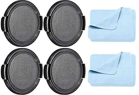 PATIKIL Camera Lens Cap, 4 Pack Sides Pinch Front Lens Cover with Microfiber Cleaning Cloth for 52mm Thread Universal DSLR Lenses for Nikon, for Fujifilm, for Pentax, for Leica