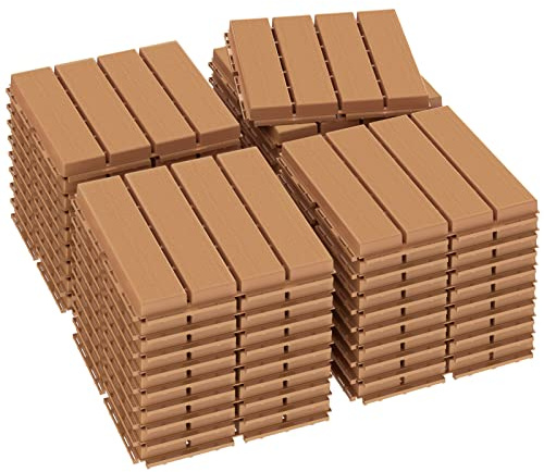 Goovilla Plastic Interlocking Deck Tiles, 36 Pack Balcony Flooring, 12x12 Waterproof Outdoor Flooring All Weather Use, Patio Floor Decking Tiles for Porch Poolside Backyard Concrete, Dark Khaki