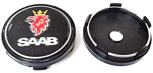 GÉNERIC 4 stycken bil hjulcentrum navkapselkåpa, för Saab 03-10 BJ SCS 9-3 9-5 9-2x 9-5x 56 mm 60 mm 65 mm 68 mm tillbehör, 60 mm-Black-Base-2