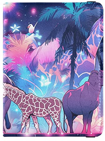 Bunte Neon Mitternachts-Tiere Karneval Leder Reisepasshülle Combo Reisepass und Impfkartenhalter Combo Reisedokumente Brieftasche für Damen und Herren, Bunte neonfarbene Mitternachtstiere, Karneval,