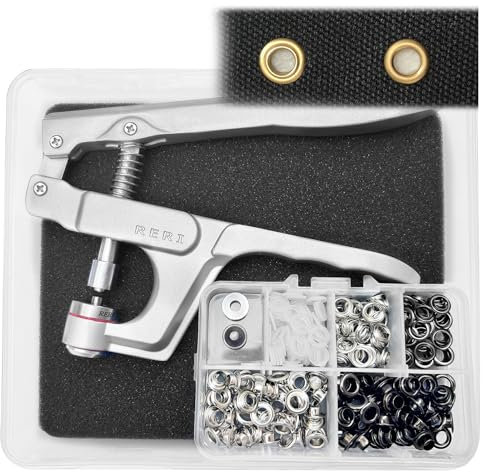 Ösenzange 5mm Ösen mit Werkzeug 100 set Grommet Kit Ösen Set mit Tüllen Einstellwerkzeug für Schnürsenkel Kleidung Rucksack Schuh Leder