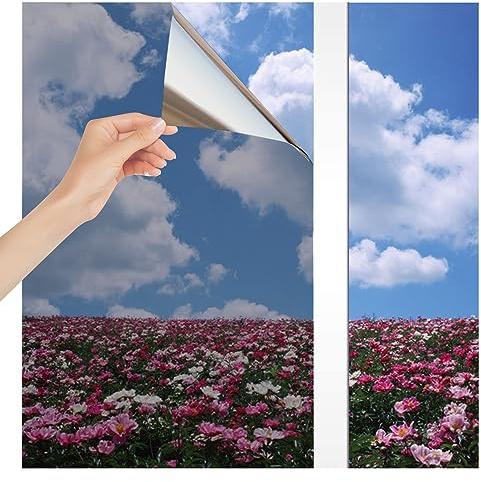 Sonnenschutzfolie Fenster Innen & Außen Spiegelfolie Fenster Sichtschutz Fensterfolie Sonnenschutz Hitzeschutzfolie UV Schutzfolie Einseitig Blickdicht Wärmeschutzfolie