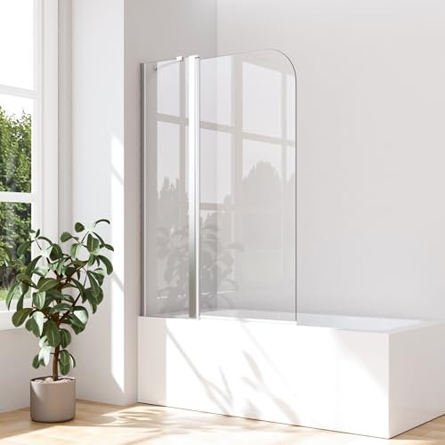 Duschwand für Badewanne 100x140cm Faltbar Duschwand 2-teilig Pendeltür Duschwand Badewannenaufsatz Duschabtrennungnwand 6mm ESG Glas
