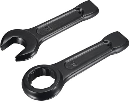 QUARKZMAN 2 Stück 36mm Einzelner Maulschlüssel 46mm Schlagring-Schlüssel aus hochfestem Stahl Einzelner Maulschlüssel Offset-Box-Endring-Schlüssel für mechanische Autoreparaturen, Schwarz