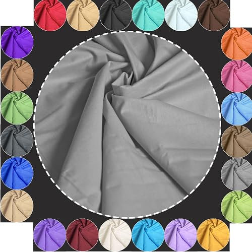Baumwollstoff Meterware Uni Grau 240cm MAXI BREITE 50cm Länge 100% Baumwolle Patchwork Dekostoff Baumwolle Stoffe Einfarbig zum Nähen