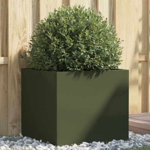 ShCuShan Jardinera de exterior, huerto vertical elevado de exterior para balcón y jardín, mini huerto elevado para plantas, jardín vertical de exterior, impermeable, jardinera verde oliva, 49 x 47 x