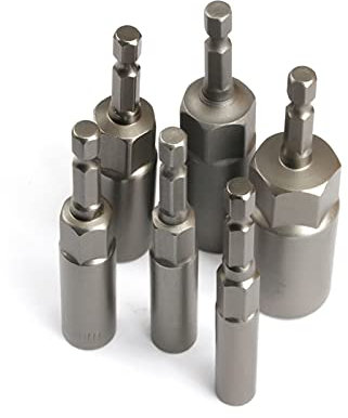 Aqxyedc 6 stücke 6mm-17mm 80mm Länge extra tiefe Bolzenmutter Bit Set Metrik 1/4 6.35mm Sechskantscheibe Schlagbuchse Adapter for Elektrowerkzeuge wanglan