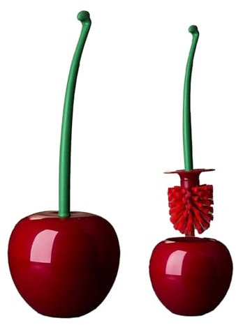 Kirschförmige WC-Bürste, Kirsch-WC-Bürste, WC-Bürste und Halter, kreative WC-Bürste mit Halter und langem Griff, Badezimmer-Reinigungswerkzeug, Staubbürste für Jalousien (Hot Pink, Einheitsgröße)