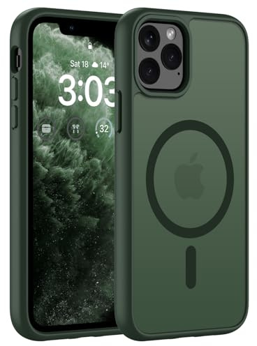 ORDA für iPhone 11 Pro Hülle, Kompatibel mit MagSafe, Grün | Durchscheinend Rückseite, Matt Magnetische Handyhülle, Stoßfest Kratzfeste Schutzhülle