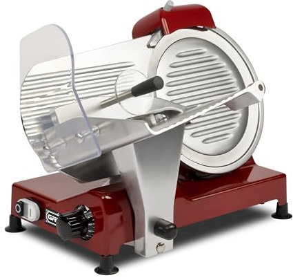 G3 Ferrari G20157 Cortafiambres Profesional Emilia 250, 240 W, Hoja de acero inoxidable de 25 cm, Afilador integrado, Interruptor de seguridad, Grosor de corte ajustable de 0 a 12 mm, Rojo.