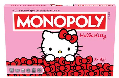 Winning Moves Monopoly Hello Kitty Edition - Monopoly Spiel für Fans - Familienspiele Strategie Brettspiele Hello Kitty - 2+ Spieler ab 8+ Jahren - Deutsch