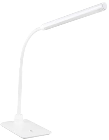 PURElite Lámpara de ocio con luz natural – Lámpara LED flexible de mesa y escritorio, 4 ajustes de brillo de color, bombillas de luz natural para leer, coser, manualidades – Blanco