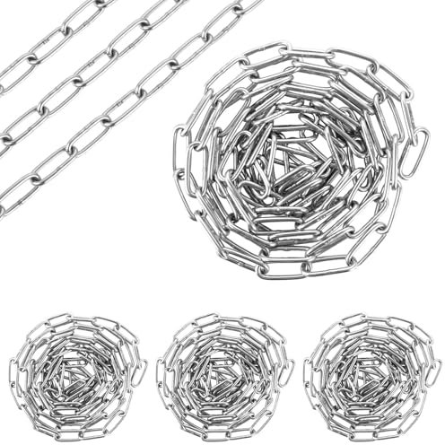 JMIATRY 4 Pezzi Catena in acciaio inox 2M Φ3mm Catena in Metallo, Catena Acciaio Inox, Catena Acciaio per Appendere Vasi di Fiori, Asciugare la Biancheria