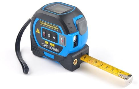 3-in-1 Laser Tape Measure with Cross Line Level, Infrared Laser Distance Measuring Smart Energy Ruler High Precision Measuring Instrument for Construction/DIY (Blue, 40M)