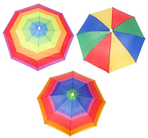 BESTonZON 3 Pièces Chapeau Parapluie Extérieur avec Élastique Mains Dégagées Lot pour Protection La Pluie Soleil