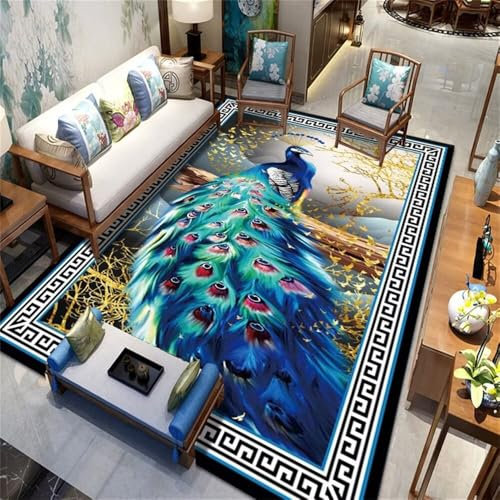 RUGMRZ Teppich JugendzimmerKurzfloorteppiche Spielmatte 100x160CM Deko blauGraugelber Orientteppich Auslegware Kinderzimmer