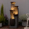 Bumilgar 130cm Large Garden Water Features Outdoor Fountains With LED Lights Pump, 4 Tier Electric Cascading Waterfall Fountain for Patio, Backyard, Deck, Porch and Home Art Decor