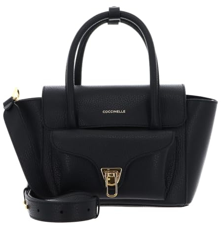 Coccinelle Double Beat Grained Leather Handbag Noir