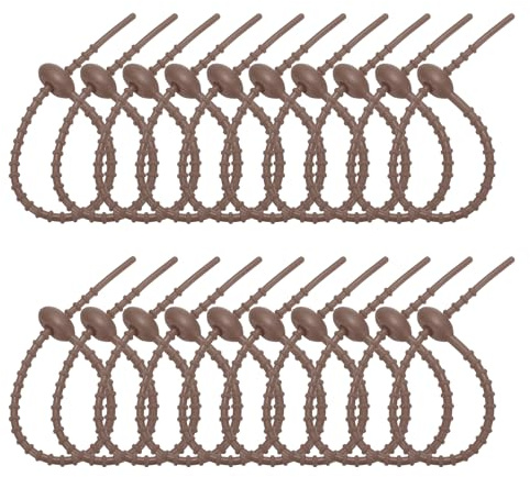 PATIKIL Bridas de silicona de 8 pulgadas, 20 bridas de goma reutilizables para el hogar, oficina, cocina, bolsas de alimentos, cables, clip ajustable para bolsa, color marrón