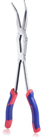 GOLD DEER 13Inch Double-Joint Bent Long Nose Pliers Long Reach 45-Degree Dual Pivot Pliers Hose Grip Plier for Hard to Reach Narrow Spaces