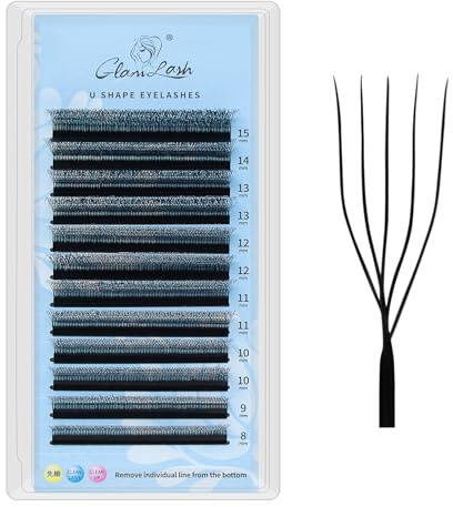 GLAMLASH Extensiones de Pestañas 5D 0.07mm Curva C 8-15mm Mix Pelo a Pelo Prefabricadas Forma U Profesional(5D,0.07C,8-15mm)
